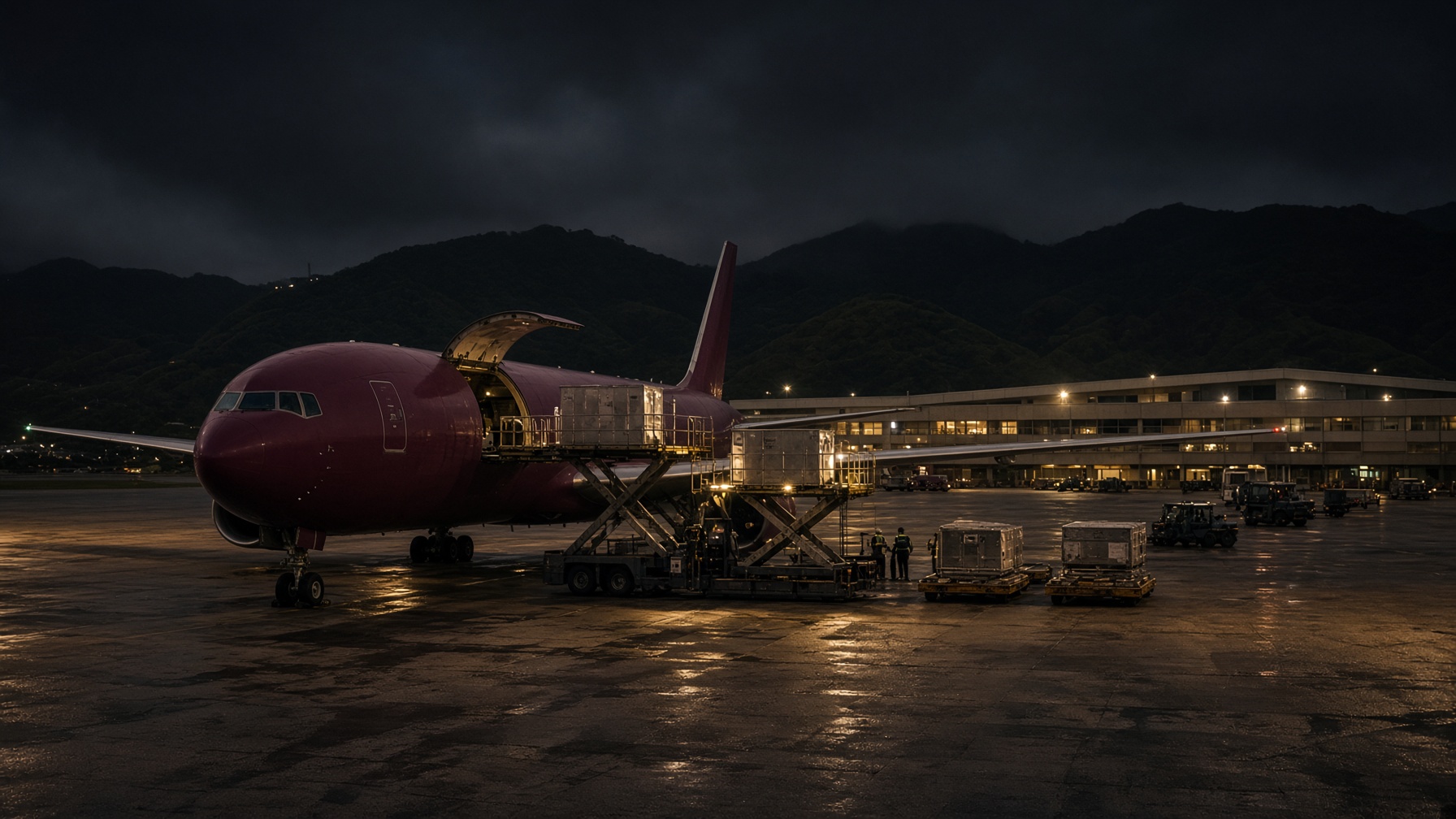 Night cargo operations study at an inland Jamaica airport